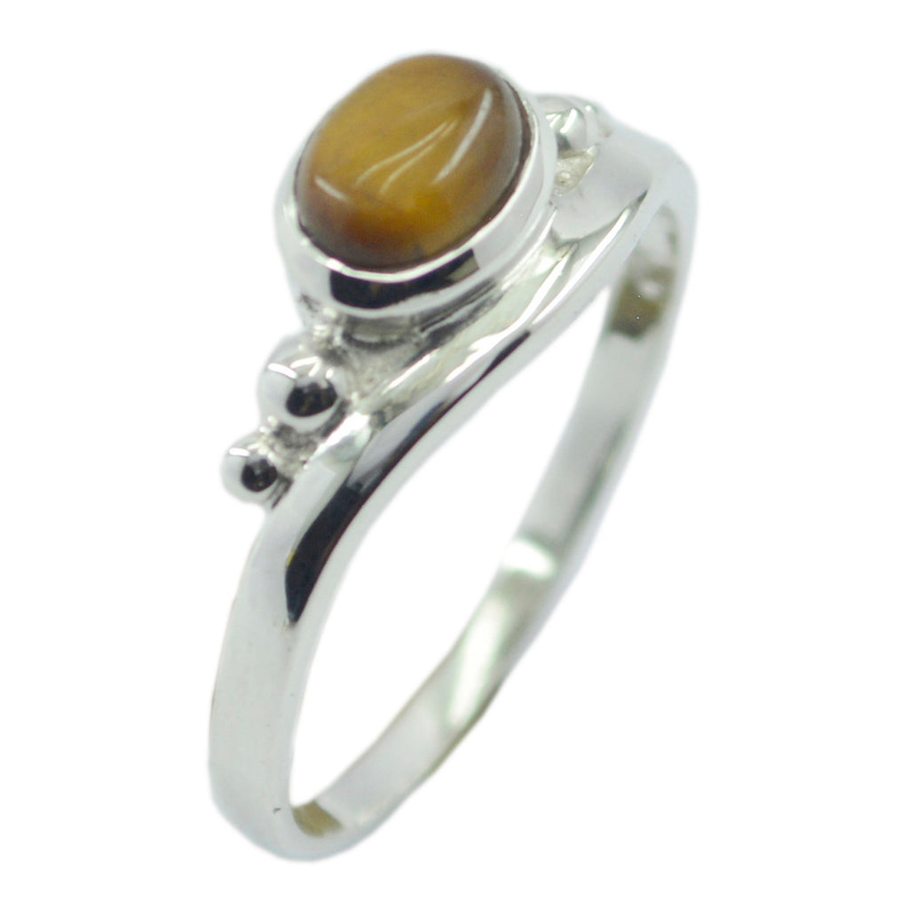 Tiger Eye Solitaire Japanese 925 Sterling Silver Brown Gems Delicate Graceful Ring Jewellery