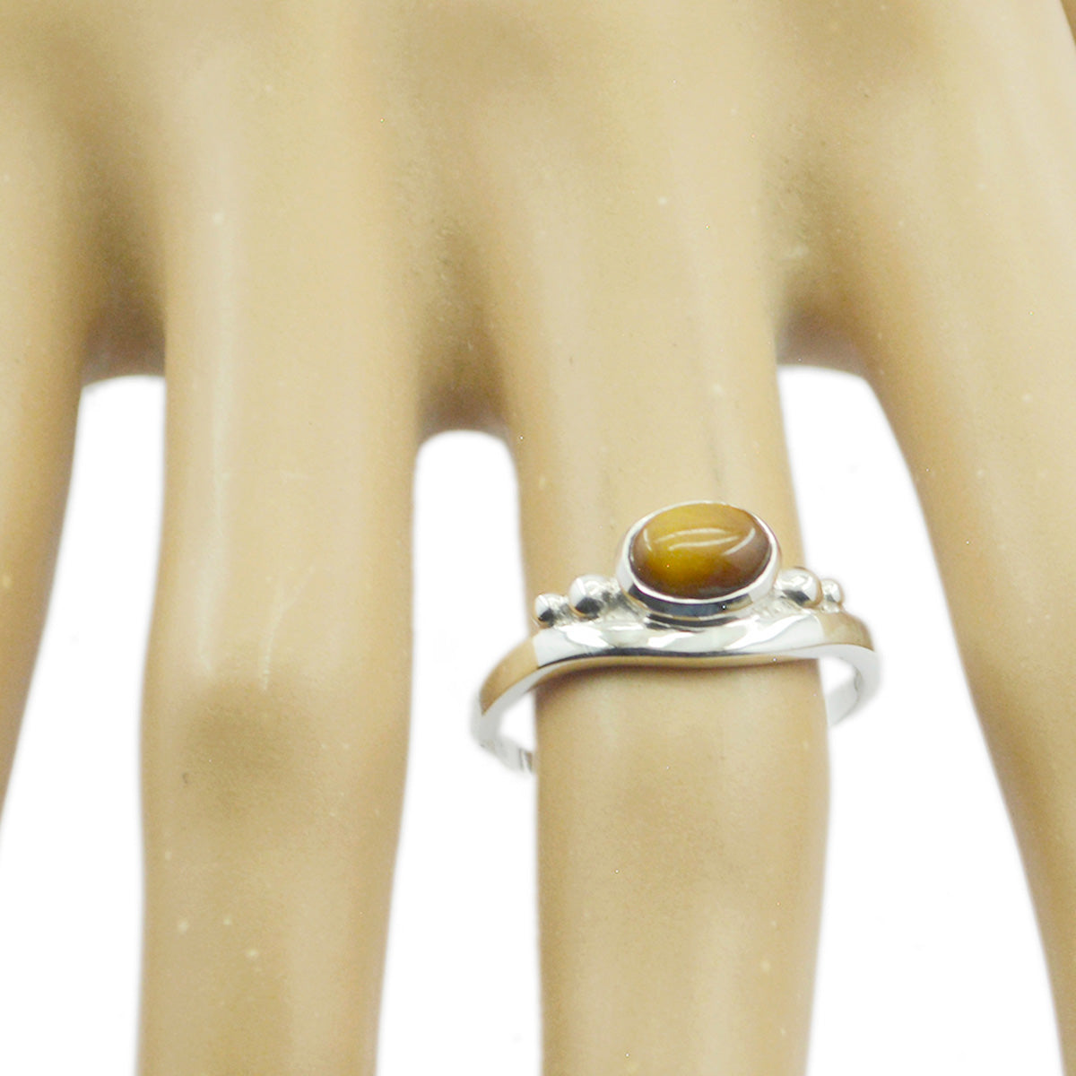 Tiger Eye Solitaire Japanese 925 Sterling Silver Brown Gems Delicate Graceful Ring Jewellery