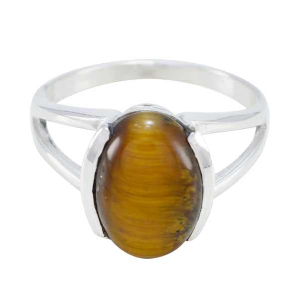Tiger Eye Solitaire Indian Silver Brown Gems Classic  Luxurious Ring Jewelry