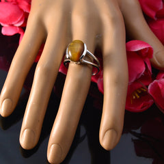 Tiger Eye Solitaire Indian Silver Brown Gems Classic  Luxurious Ring Jewelry