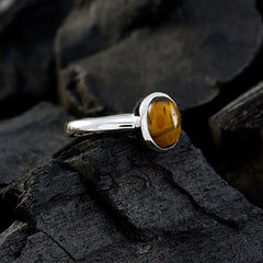 Tiger Eye Solitaire Korean 925 Sterling Silver Brown Gems Delicate Graceful Ring Jewellery