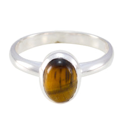 Tiger Eye Solitaire Korean 925 Sterling Silver Brown Gems Delicate Graceful Ring Jewellery