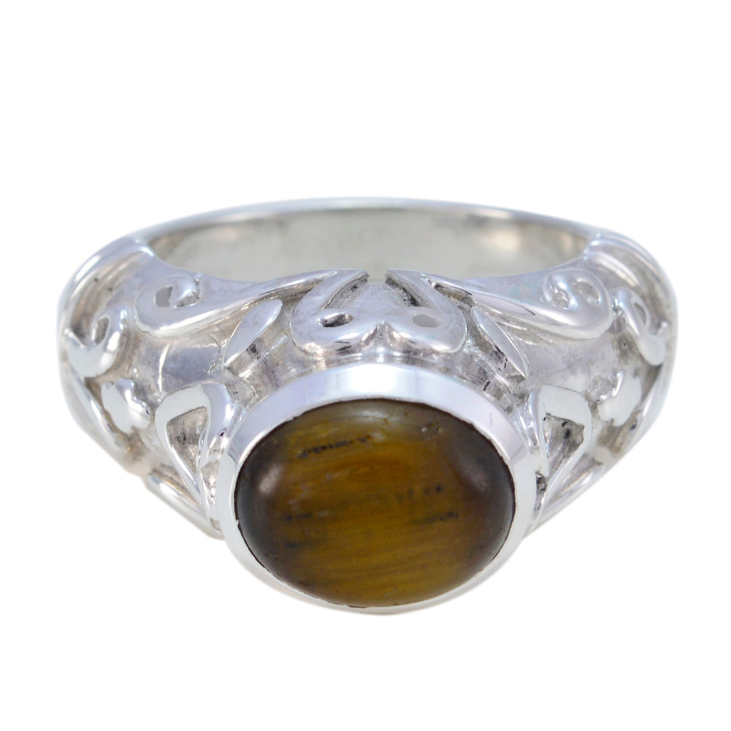 Tiger Eye Solitaire Moroccan 925 Silver Brown Gems Statement antique Ring Jewelry