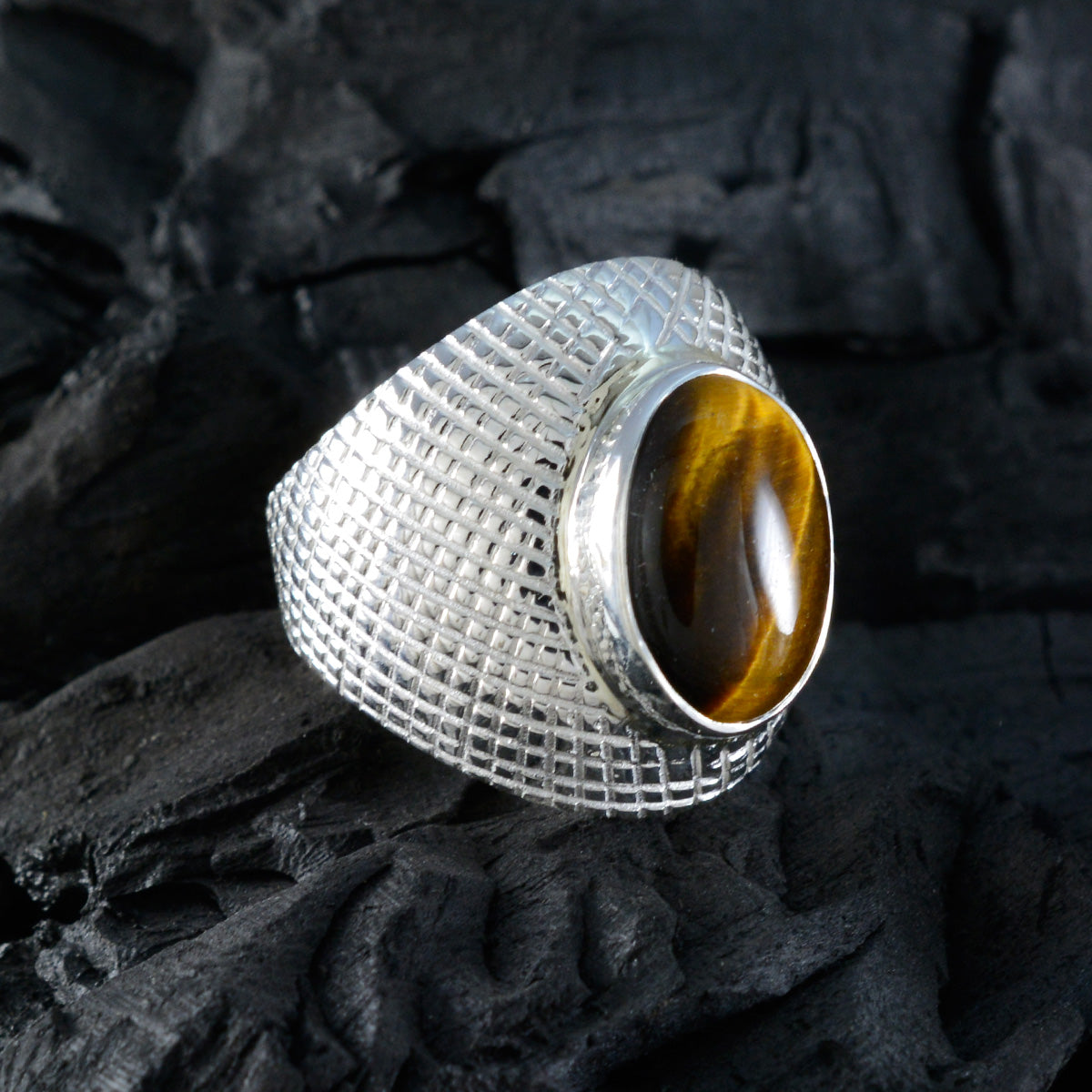 Tiger Eye Solitaire Indian 925 Sterling Silver Brown Gems Versatile engravings Ring Jewelry