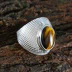 Tiger Eye Solitaire Indian 925 Sterling Silver Brown Gems Versatile engravings Ring Jewelry