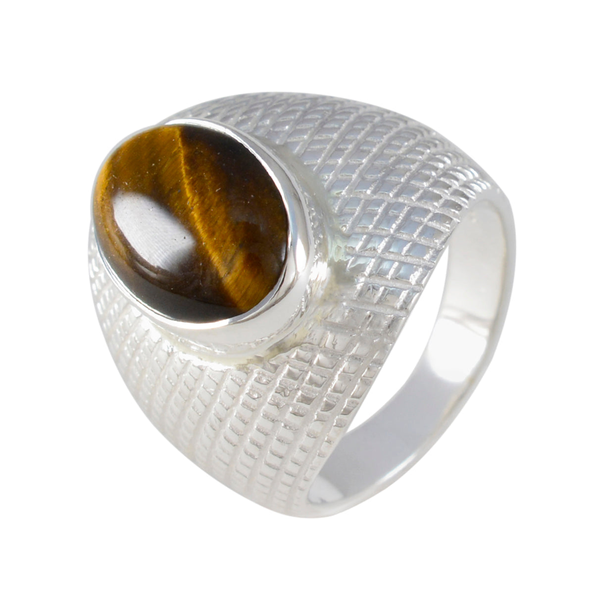 Tigerauge Solitär Indischer 925 Sterling Silber Braune Edelsteine Vielseitig Gravur Ring Schmuck Zweitbild