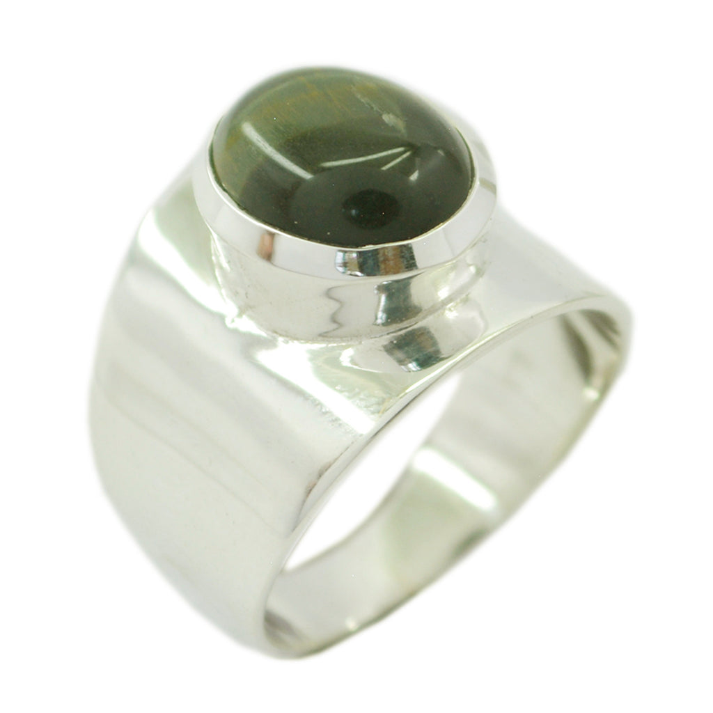 Tiger Eye Solitaire Indian Sterling Silver Brown Gemstones Eye catching Armor Ring Jewelry