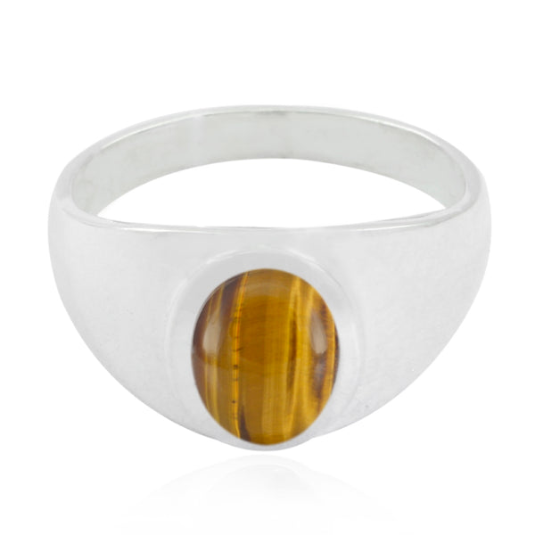 Tiger Eye Solitaire French Sterling Silver Brown Gems Tiny Traditional Ring Jewelry