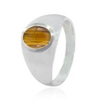 Tiger Eye Solitaire French Sterling Silver Brown Gems Tiny Traditional Ring Jewelry