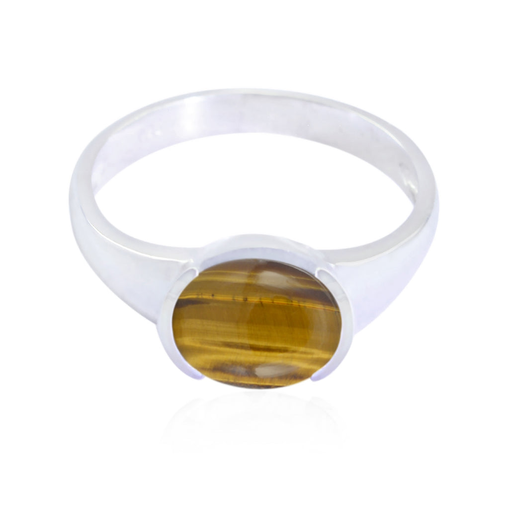Tiger Eye Solitaire Turkish Sterling Silver Brown Gemstone Dainty Abstract Ring Jewelry
