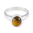 Tiger Eye Solitaire Egyptian 925 Silver Brown Gemstones Classic Glamorous Ring Jewelry