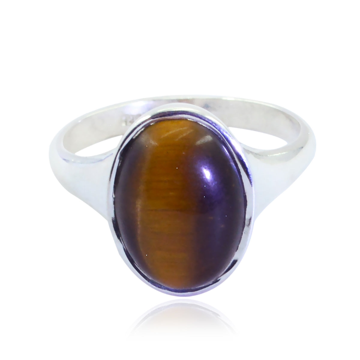 Tiger Eye Solitaire African Silver Brown Gemstone Slim Heritage Ring Jewelry Hoofdafbeelding