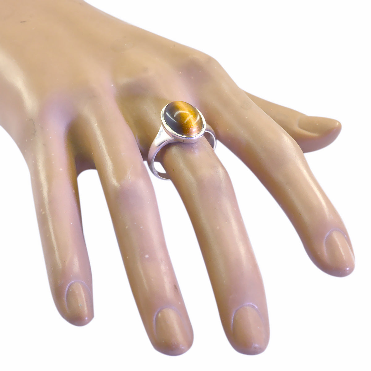 Tiger Eye Solitaire African Silver Brown Gemstone Slim Heritage Ring Jewelry