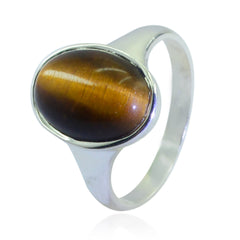 Tiger Eye Solitaire African Silver Brown Gemstone Slim Heritage Ring Jewelry