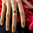 Tiger Eye Solitaire Korean 925 Sterling Silver Brown Gemstone Elegant  Twist Ring Jewellery