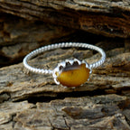 Tiger Eye Solitaire Korean 925 Sterling Silver Brown Gemstone Elegant  Twist Ring Jewellery