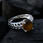 Tiger Eye Solitaire Australian 925 Sterling Silver Brown Gemstones Whisper thin Filigree Ring Jewelry