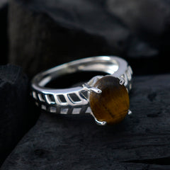 Tiger Eye Solitaire Australian 925 Sterling Silver Brown Gemstones Whisper thin Filigree Ring Jewelry