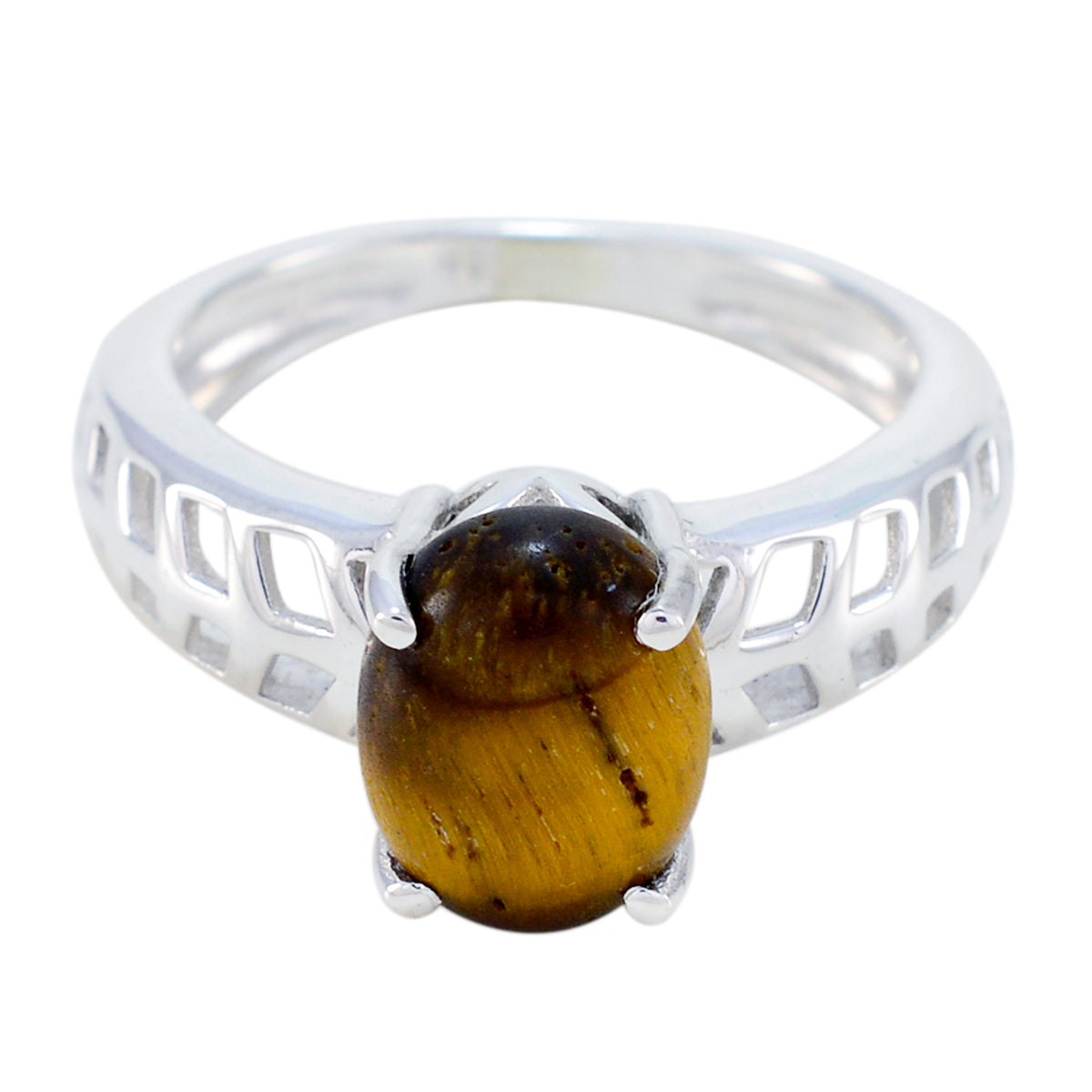 Tiger Eye Solitaire Australian 925 Sterling Silver Brown Gemstones Whisper thin Filigree Ring Jewelry
