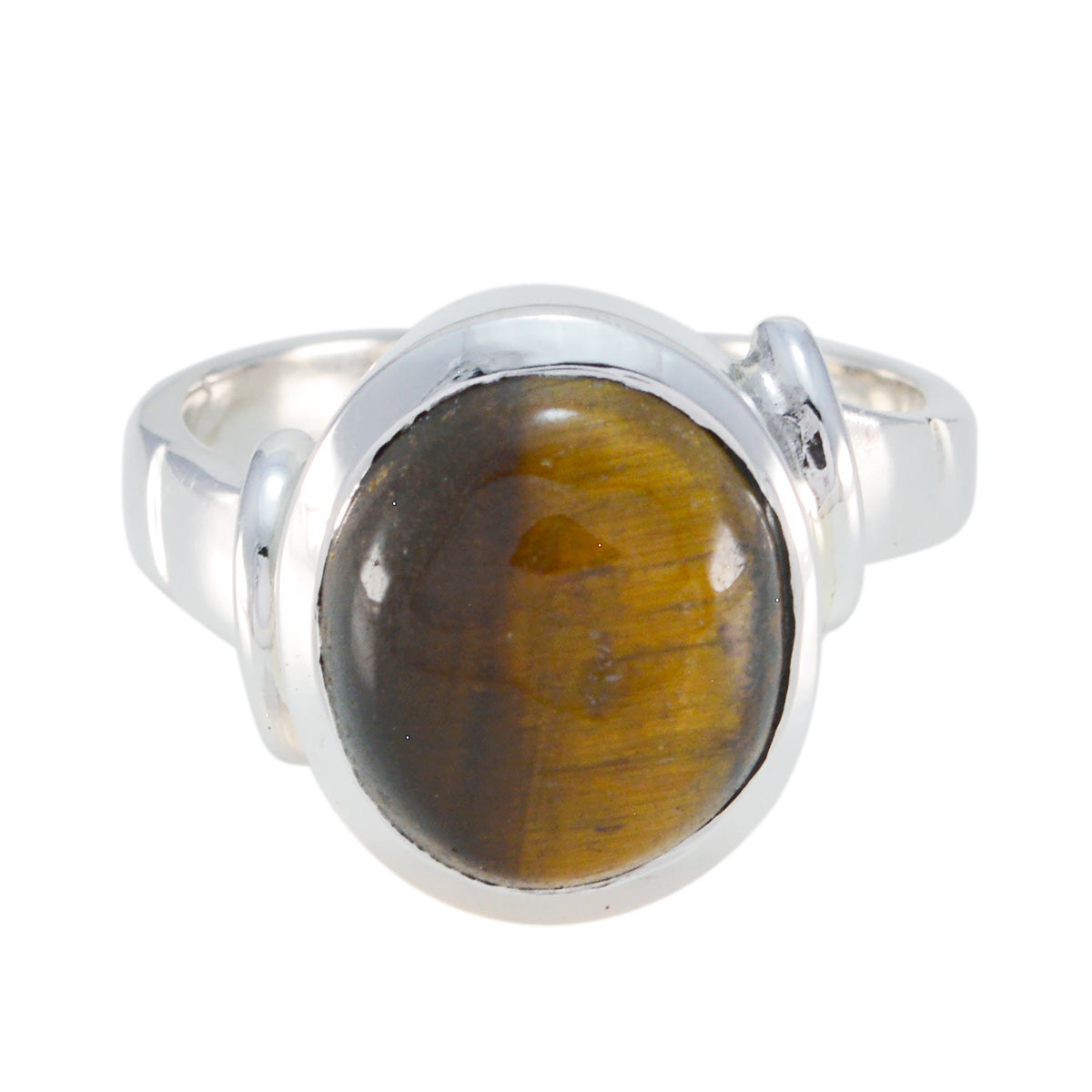 Tiger Eye Solitaire German Silver Brown Gemstone Eye catching valentine Ring Jewellery