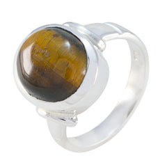 Tiger Eye Solitaire German Silver Brown Gemstone Eye catching valentine Ring Jewellery