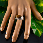 Tiger Eye Solitaire Russian Silver Brown Gemstones Eye catching Promise Ring Jewelry