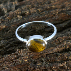 Tiger Eye Solitaire Japanese Silver Brown Gemstones Dainty Contemporary Ring Jewelry