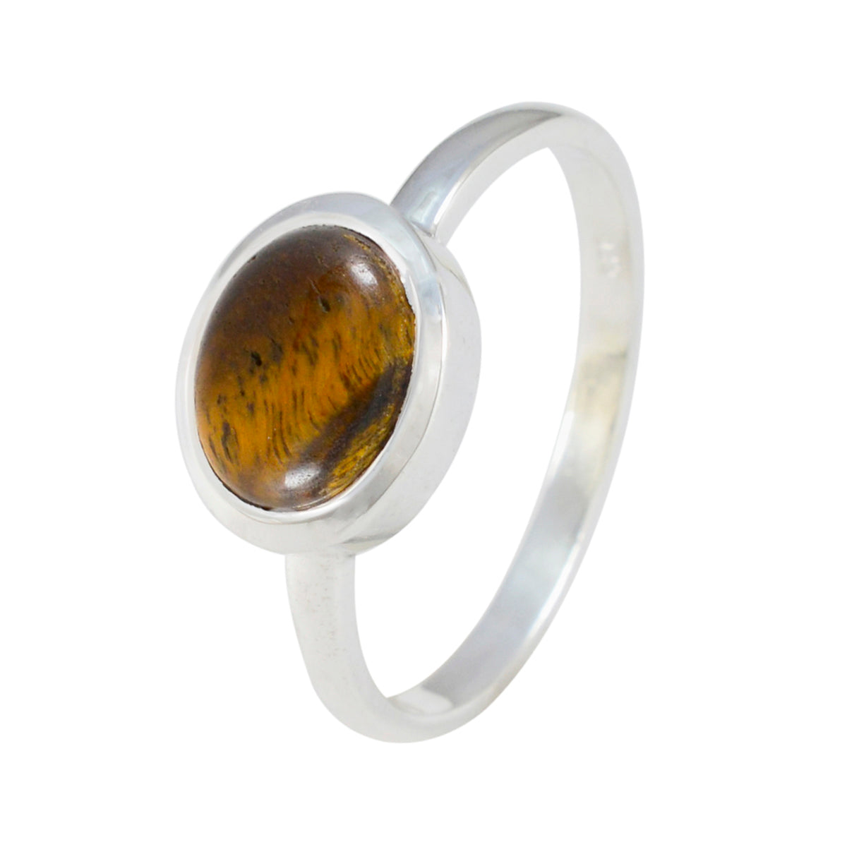 Tiger Eye Solitaire Japanese Silver Brown Gemstones Dainty Contemporary Ring Jewelry