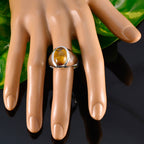 Tiger Eye Solitaire German 925 Sterling Silver Brown Gems Versatile Boho Ring Jewelry