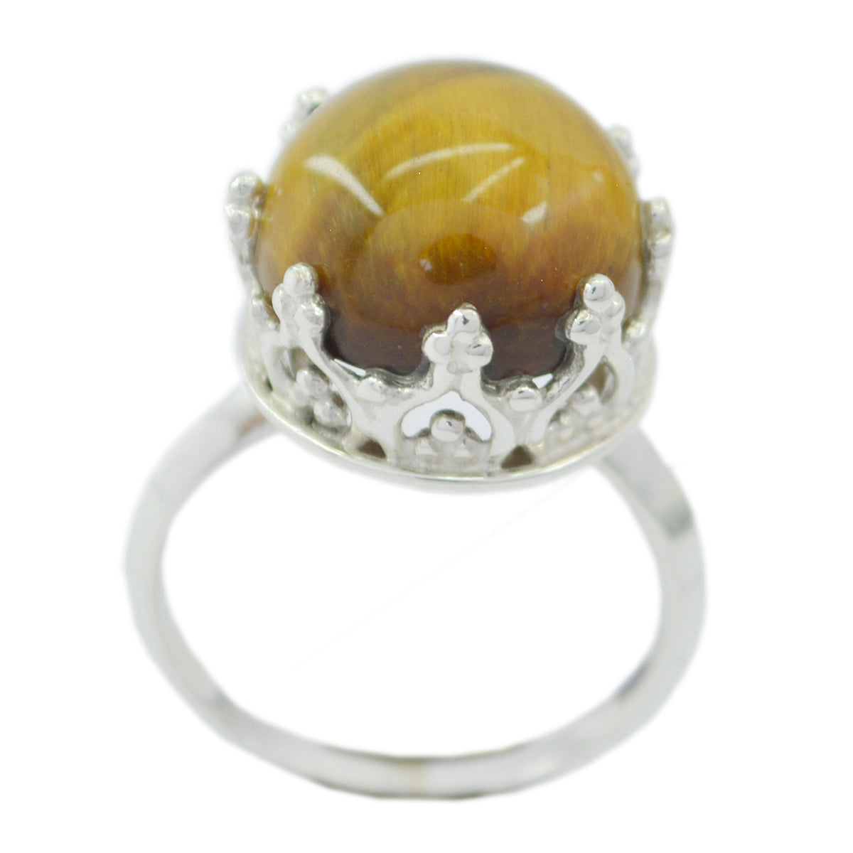 Tiger Eye Solitaire Moroccan 925 Sterling Silver Brown Gemstones Classic Art Deco Ring Jewelry Huvudsaklig produktbild
