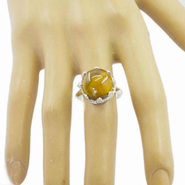 Tiger Eye Solitaire Moroccan 925 Sterling Silver Brown Gemstones Classic Art Deco Ring Jewelry