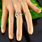 Tiger Eye Solitaire Indian Sterling Silver Brown Gemstones Slim Moon & Star Ring Jewellery