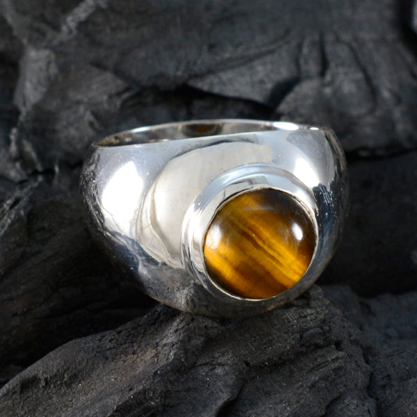 Tiger Eye Solitaire African 925 Sterling Silver Brown Gems Eye catching Modern Ring Jewelry