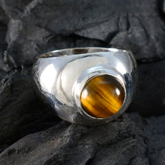 Tiger Eye Solitaire African 925 Sterling Silver Brown Gems Eye catching Modern Ring Jewelry