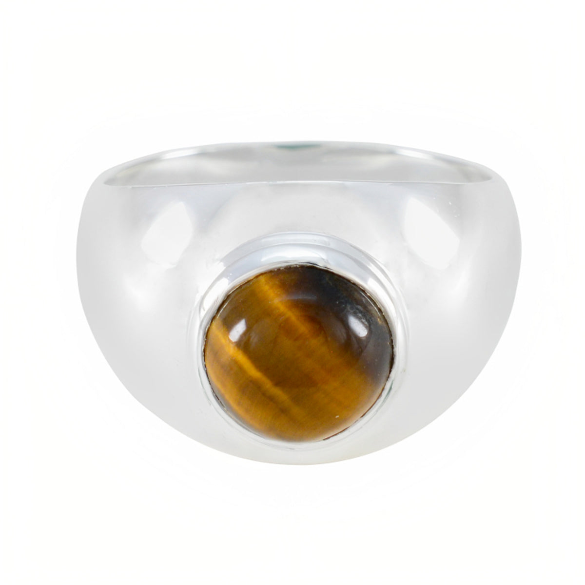Tiger Eye Solitaire African 925 Sterling Silver Brown Gems Eye catching Modern Ring Jewelry