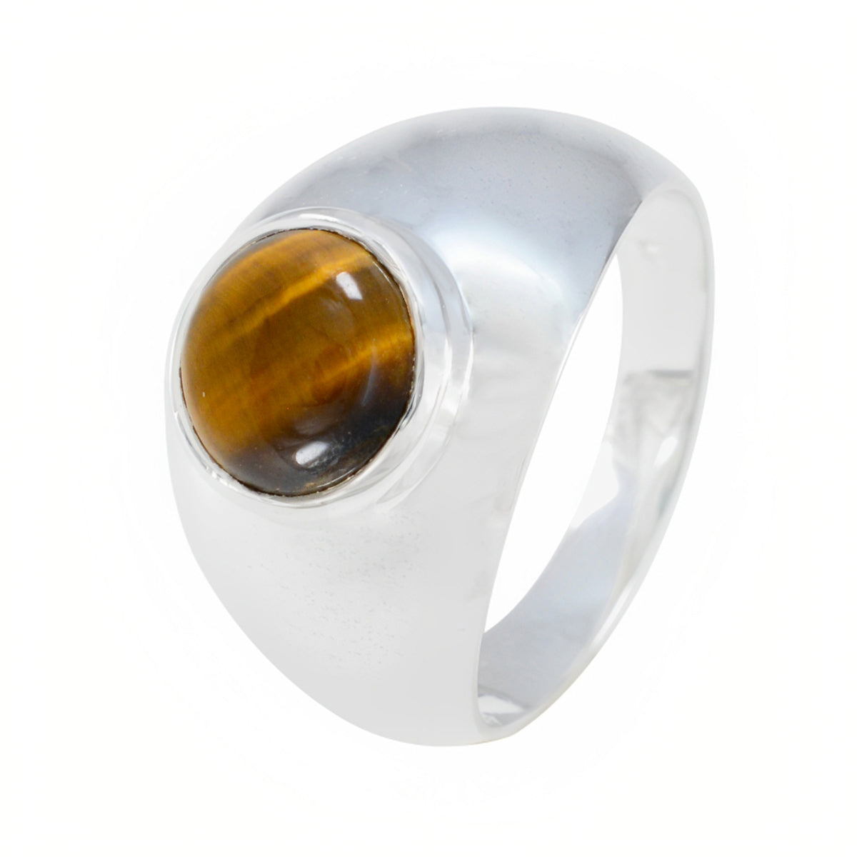 Tiger Eye Solitaire African 925 Sterling Silver Brown Gems Eye catching Modern Ring Jewelry