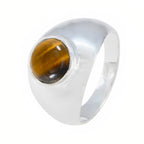 Tiger Eye Solitaire African 925 Sterling Silver Brown Gems Eye catching Modern Ring Jewelry