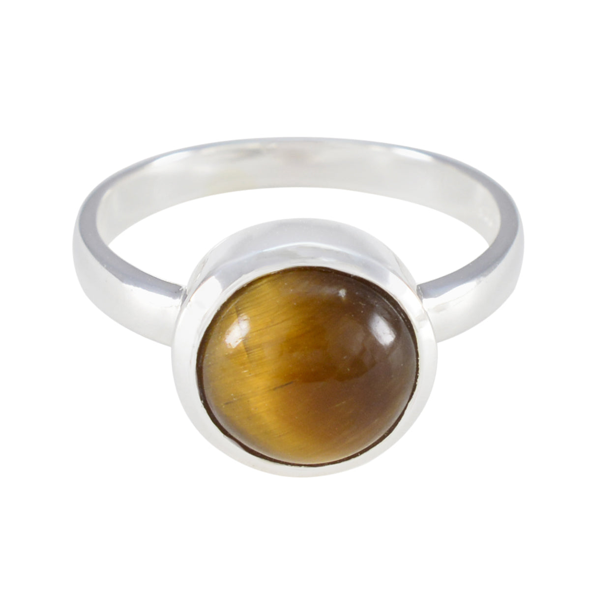 Tiger Eye Solitaire Indian 925 Sterling Silver Brown Gems Slim Contemporary Ring Jewelry Immagine principale del prodotto