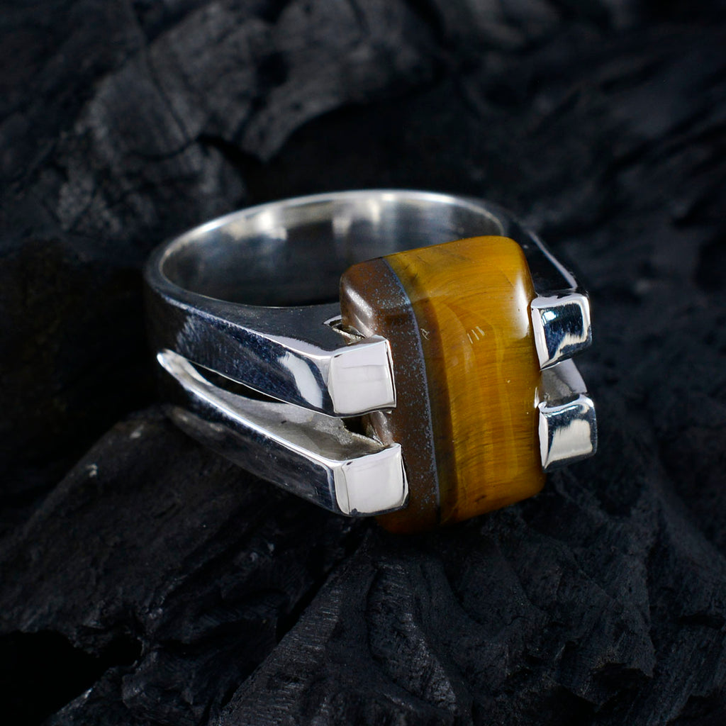 Tiger Eye Solitaire Italian Sterling Silver Brown Gems Chunky Signet Ring Jewellery