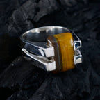 Tiger Eye Solitaire Italian Sterling Silver Brown Gems Chunky Signet Ring Jewellery