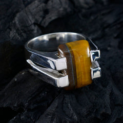 Tiger Eye Solitaire Italian Sterling Silver Brown Gems Chunky Signet Ring Jewellery