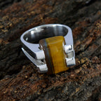 Tiger Eye Solitaire Italian Sterling Silver Brown Gems Chunky Signet Ring Jewellery