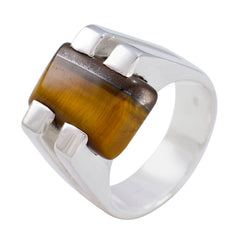 Tiger Eye Solitaire Italian Sterling Silver Brown Gems Chunky Signet Ring Jewellery