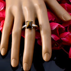 Tiger Eye Solitaire Russian 92.5 Silver Brown Gemstone Minimal Fairytale Ring Jewelry