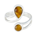 Tiger Eye Toi et Moi Indian 925 Silver Brown Gemstones Tiny Luxurious Ring Jewelry