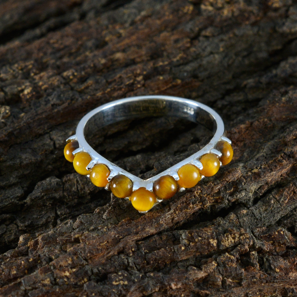 Tiger Eye multiple Turkish 92.5 Silver Brown Gems Dainty Luxurious Ring Jewellery