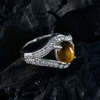 Tiger Eye Halo Egyptian 925 Silver Brown Gems Tiny Cultural Ring Jewelry