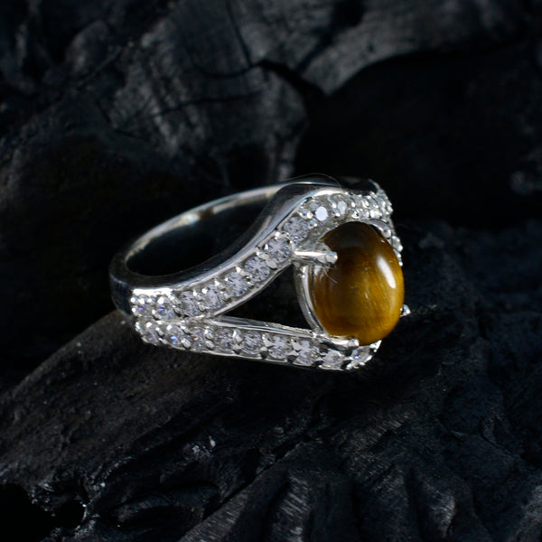 Tiger Eye Halo Egyptian 925 Silver Brown Gems Tiny Cultural Ring Jewelry