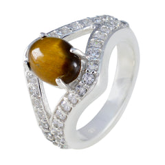 Tiger Eye Halo Egyptian 925 Silver Brown Gems Tiny Cultural Ring Jewelry