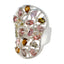 Tourmaline multiple Italian 925 Sterling Silver multicolor Gemstones Statement Ethnic Ring Jewellery